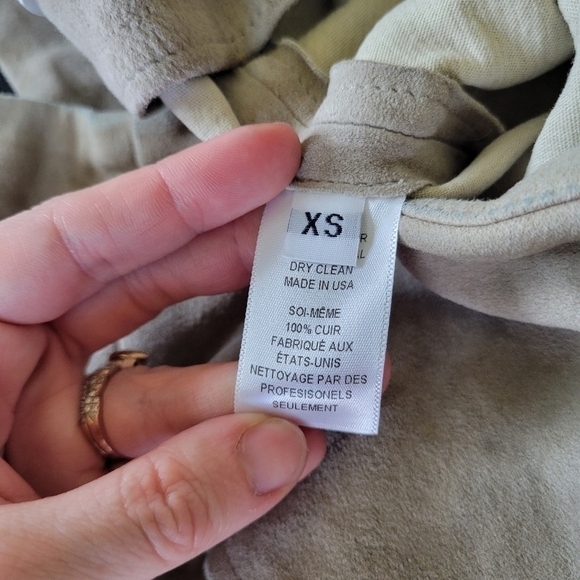 Rue Amano khaki/tan suede faux wrap mini skirt XS - Picture 7 of 11